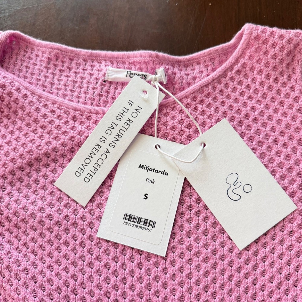 Feners Mitjatarda Pink Waffle Knit Open Back Maxi Dress Long Sleeve Small NWT - Picture 7 of 7